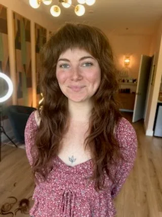 Long hair with curtain bangs from the Anda portfolio